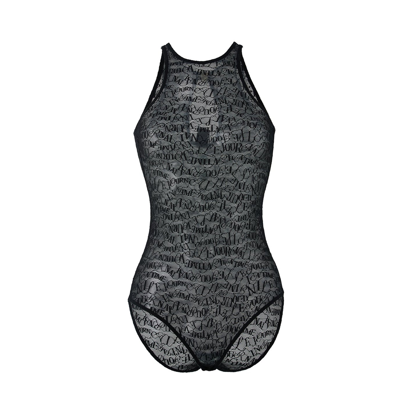Halter-style lace bodysuit